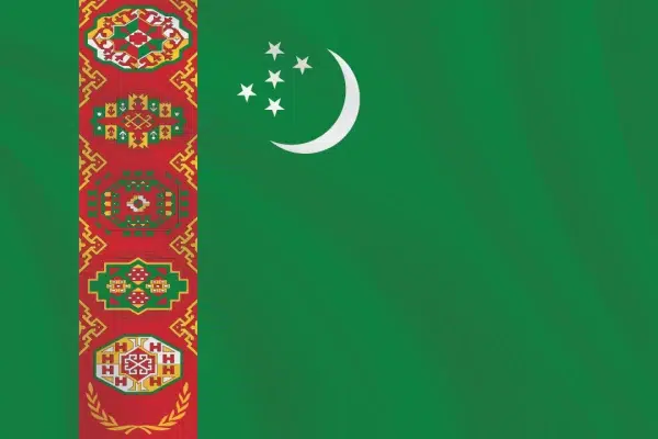 Flags of the World 2:3 Ratio Turkmenistan Flag