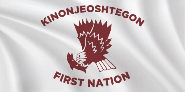 1:2 Ratio Kinonjeoshtegon First Nation Flag
