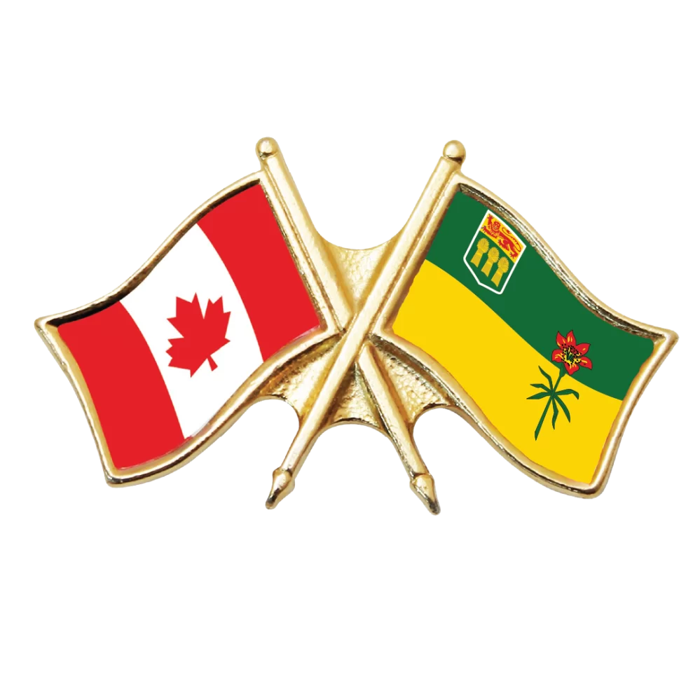 Canada & Saskatchewan Friendship Pin (otherwise known as crossed flag pins