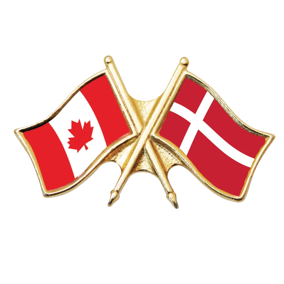 Canada & Denmark Friendship Pin (otherwise known as crossed flag lapel pins