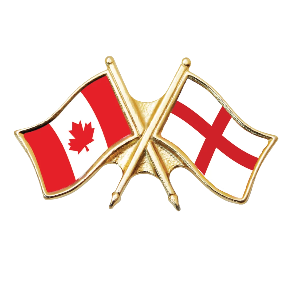 Canada & England (St. Georges Cross) Friendship Pin (otherwise known as crossed flag lapel pins