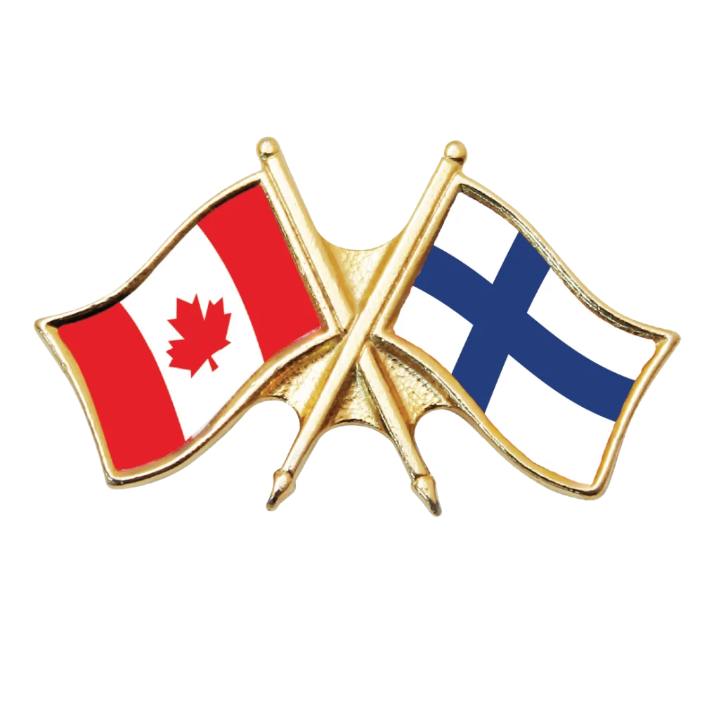 Canada & Finland Friendship Pin (otherwise known as crossed flag lapel pins