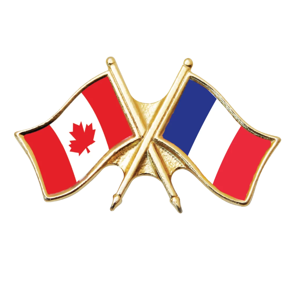 Canada & France Friendship Pin (otherwise known as crossed flag lapel pins