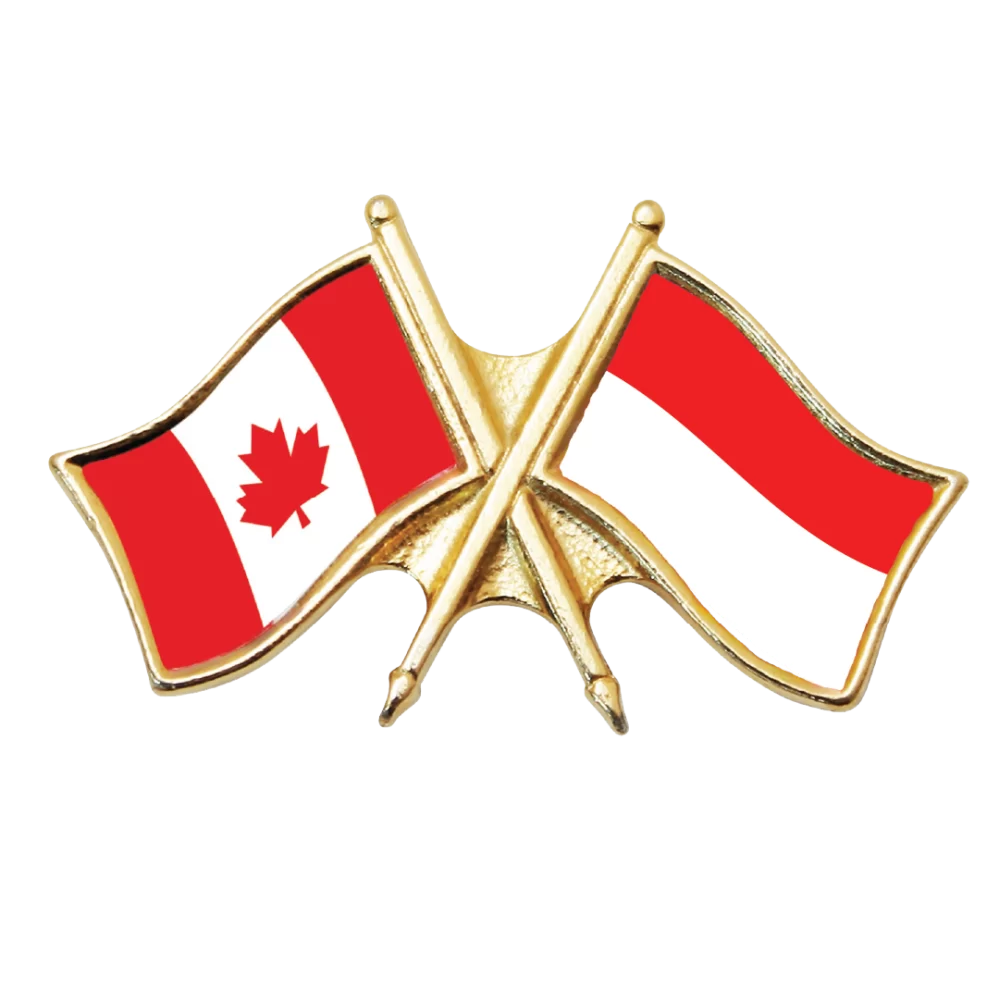 Canada & Indonesia Friendship Pin (otherwise known as crossed flag lapel pins