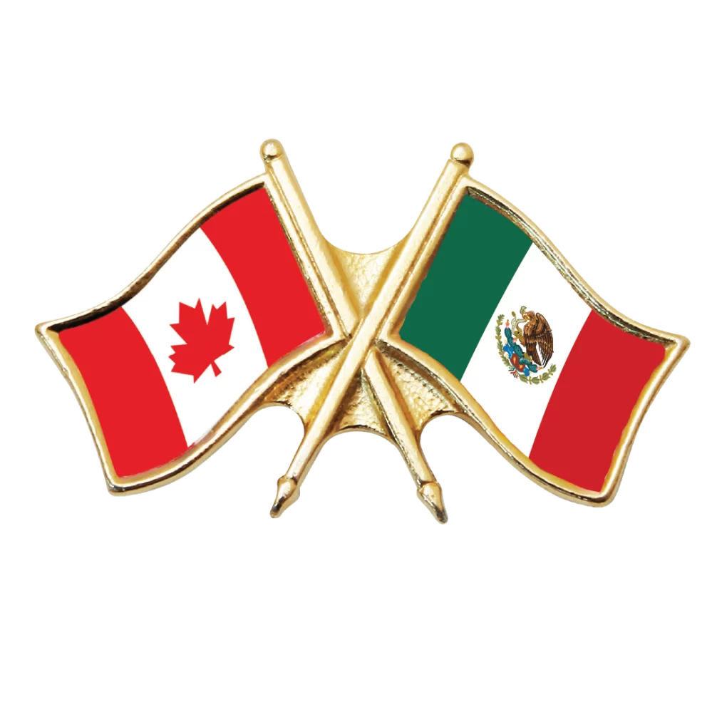 Canada & Mexico Friendship Pin (otherwise known as crossed flag lapel pins