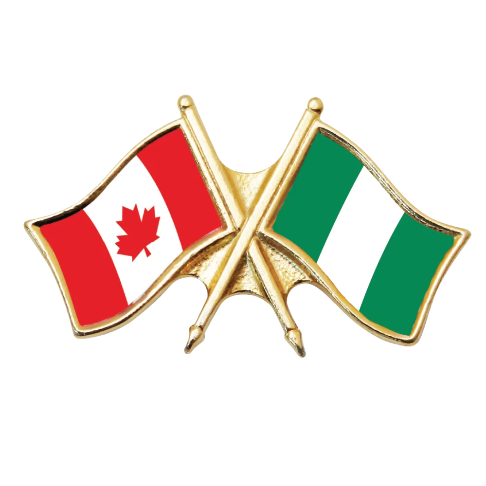 Canada & Nigeria Friendship Pin (otherwise known as crossed flag lapel pins