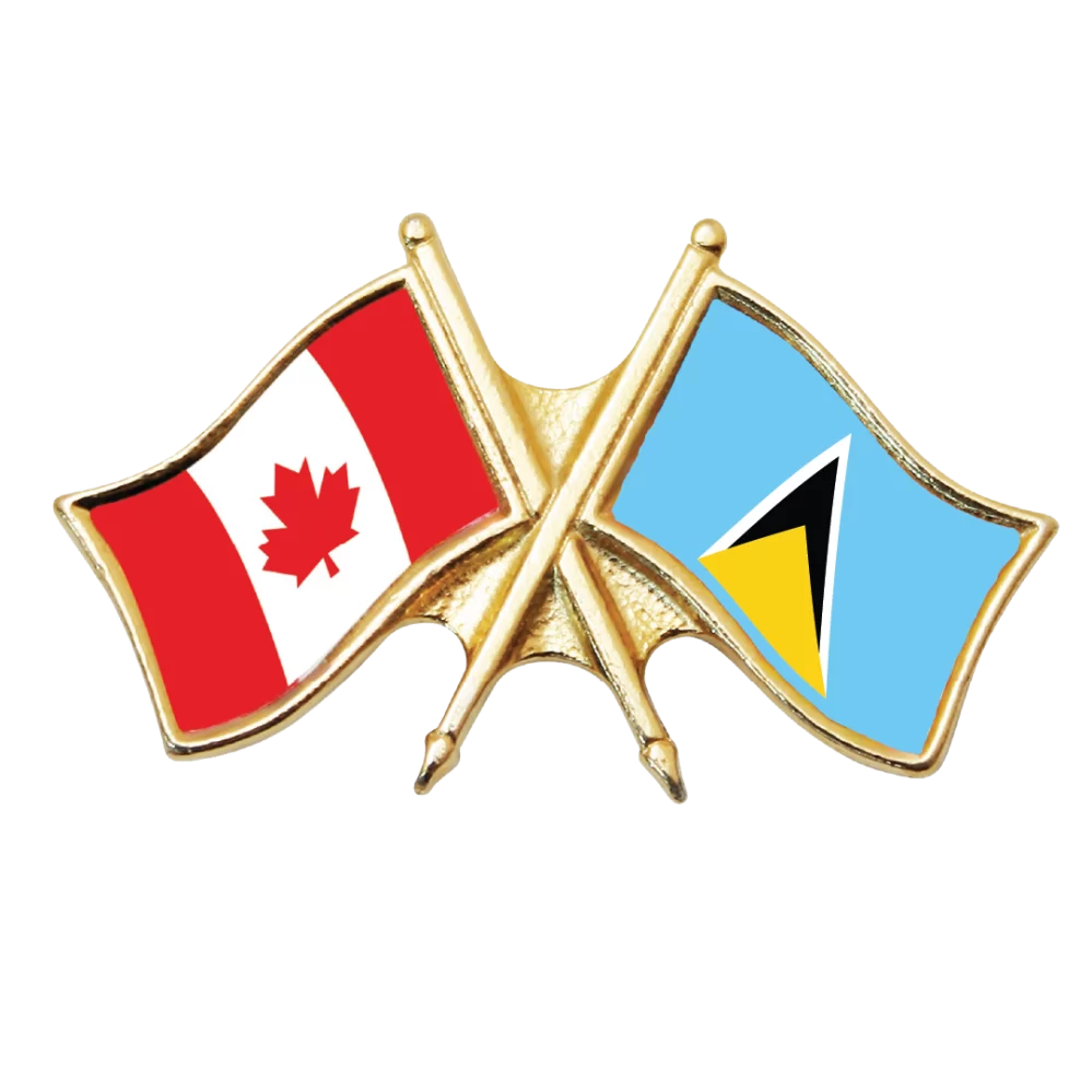 Canada & Saint Lucia Friendship Pin (otherwise known as crossed flag lapel pins