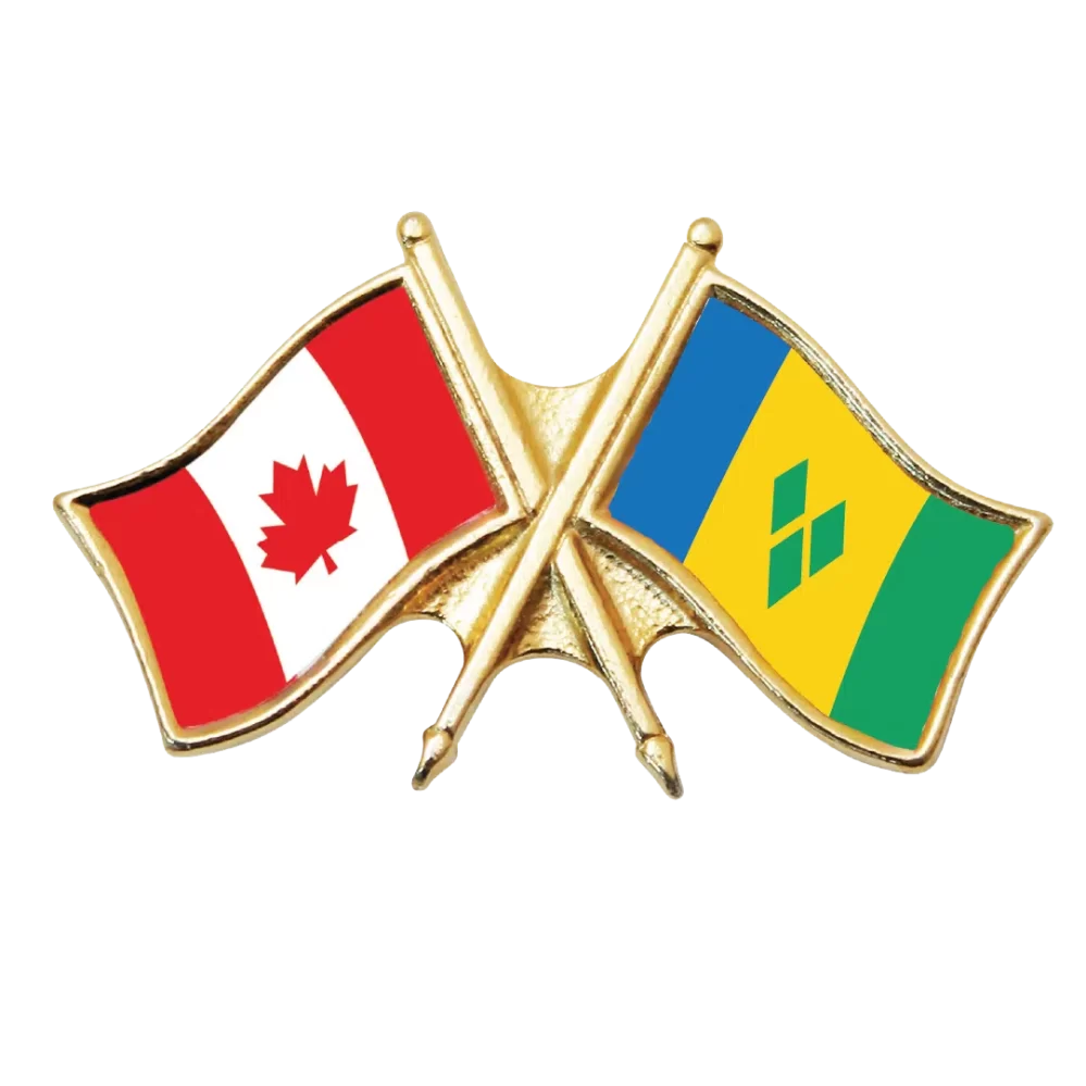 Canada & Saint Vincent and the Grenadines Friendship Pin (otherwise known as crossed flag lapel pins