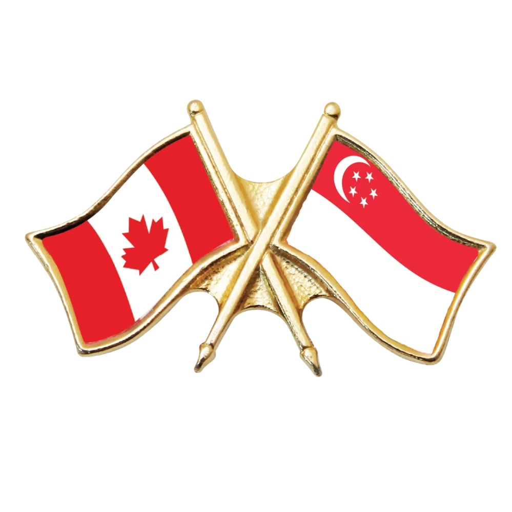 Canada & Singapore Friendship Pin (otherwise known as crossed flag lapel pins