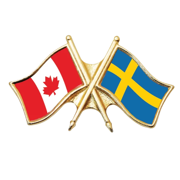 Canada & Sweden Friendship Pin (otherwise known as crossed flag lapel pins