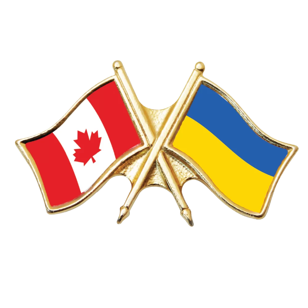 Canada & Ukraine Friendship Pin (otherwise known as crossed flag lapel pins