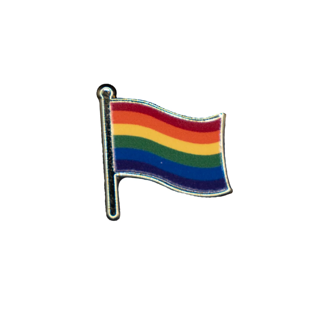Rainbow pride waving flag lapel pin