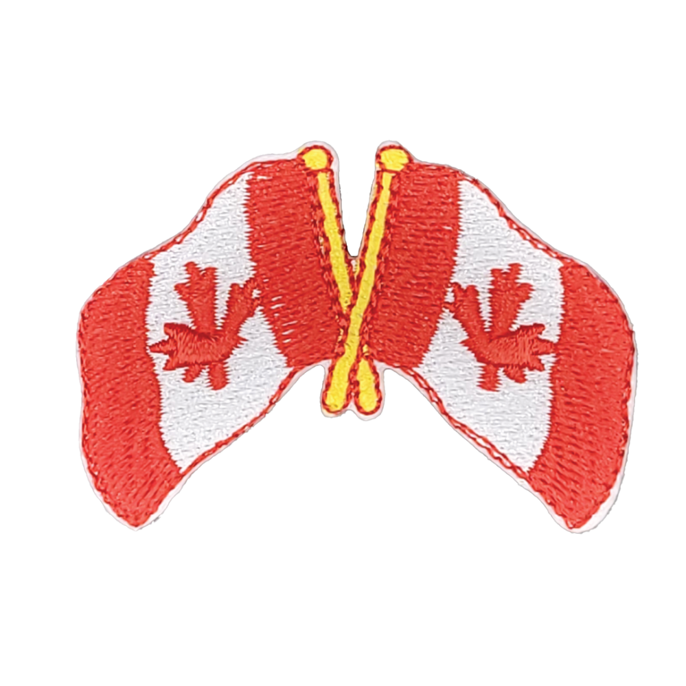Crossed Canada Flags Patch, crest or backpack flag