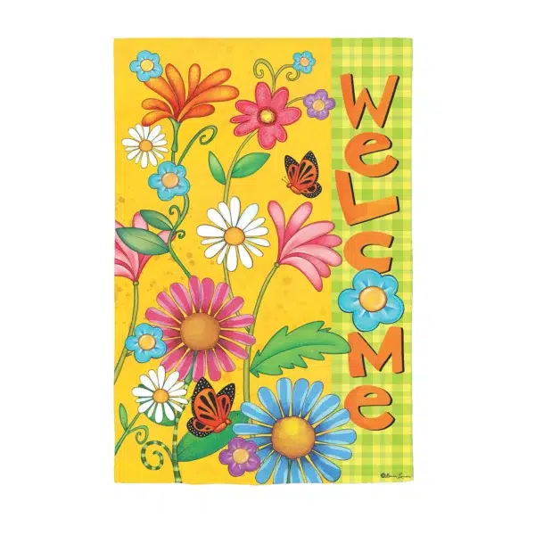 Welcome Spring Suede House Banner