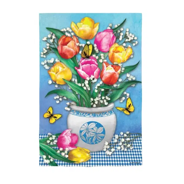 Butterflies and Tulips Suede House Banner
