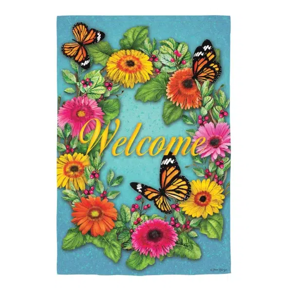 Gerbera Butterflies Suede House Banner