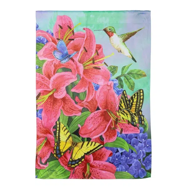 Swallowtail and Hummingbird Suede House Banner