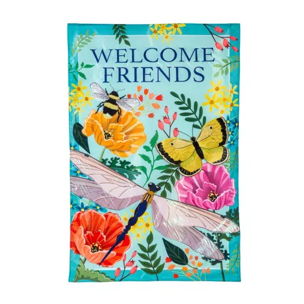 Greenhouse Garden Welcome Friends Appliqué House Banner