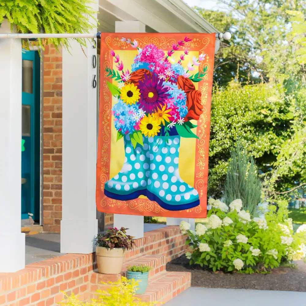 Floral Rain Boots Appliqué House Banner