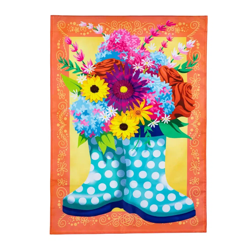 Floral Rain Boots Appliqué House Banner