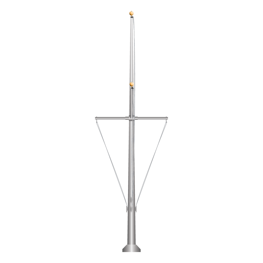 Ewing nautical series cone tapered aluminum flagpole with yardarm and gaff