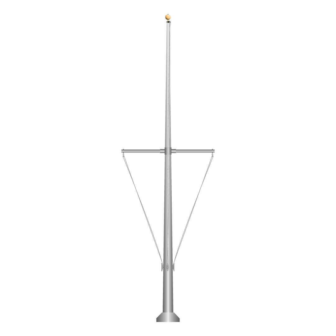 Ewing nautical series cone tapered aluminum flagpole with yardarm only