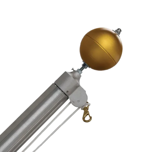 Ewing outrigger flagpole with external halyard