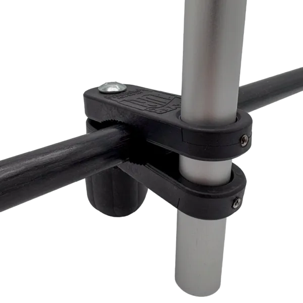 NeverFurl Rail Mount Outrigger Bracket for attaching 1" diameter residential flagpoles to existing railings or other horizontal tubing.